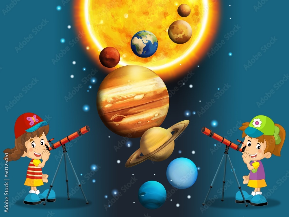 Fototapeta premium Układ słoneczny - Droga Mleczna - astronomia dla dzieci