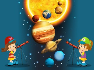 Fototapete Kosmos Sonnensystem Milchstraße Astronomie für Kinder  © honeyflavour
