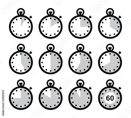 Time, clock, stopwatch vector icons set