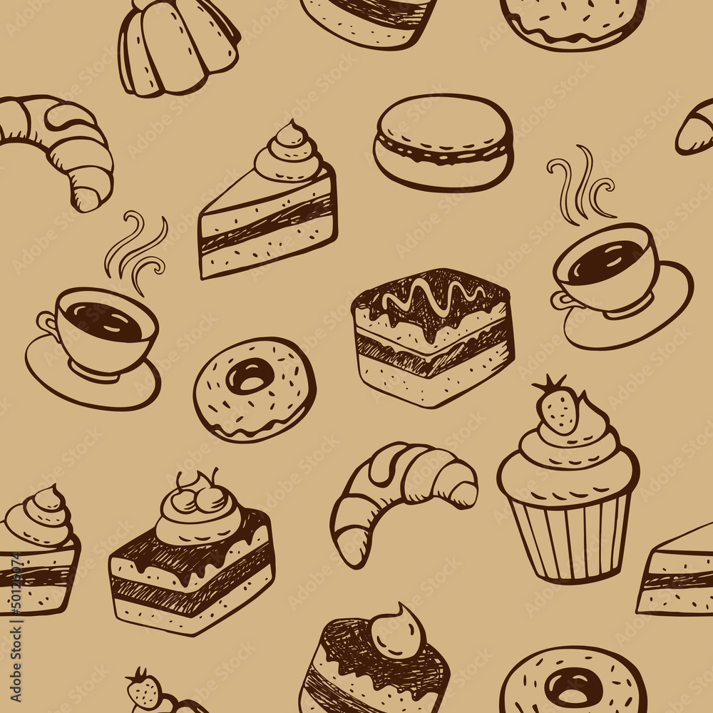 Cakes And Desserts Seamless Pattern