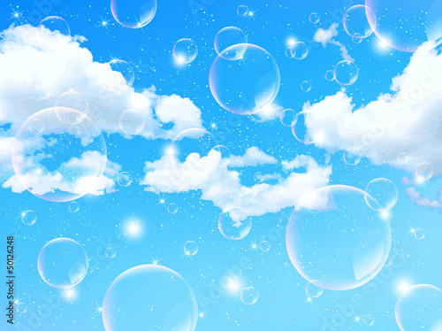 空　雲　シャボン玉　背景