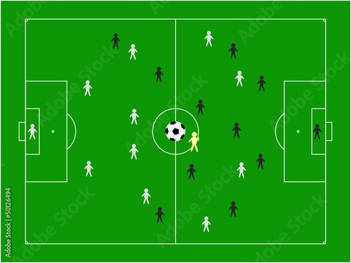 illustration of football pitch with players