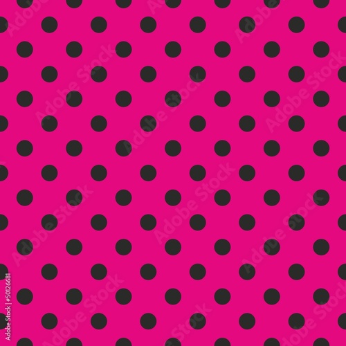 Seamless vector pattern black polka dots pink background