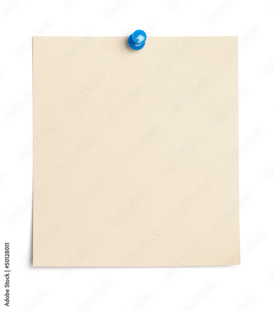 Empty piece of paper with thumb tack Empty piece of paper with thumb tack