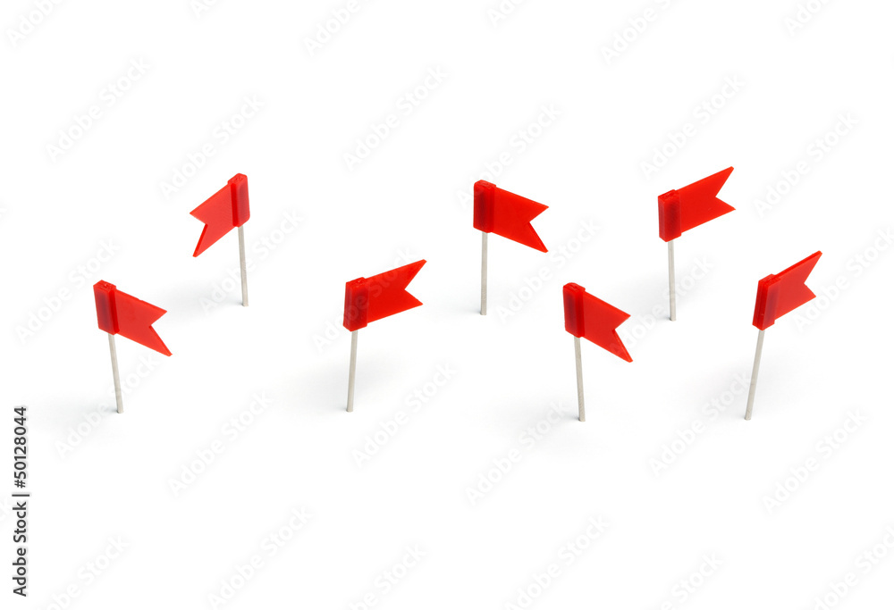 Red flag push pins