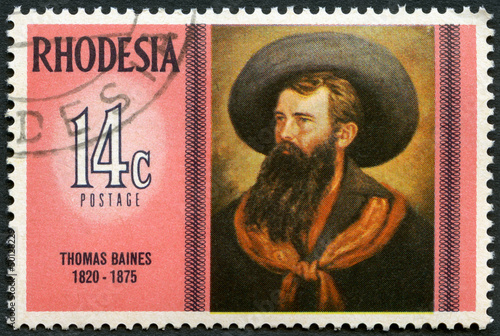 RHODESIA - 1975: shows Thomas Baines (1820-1875), self-portrait
