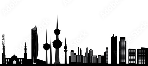 kuwait skyline with tower mosk and other buildings photo