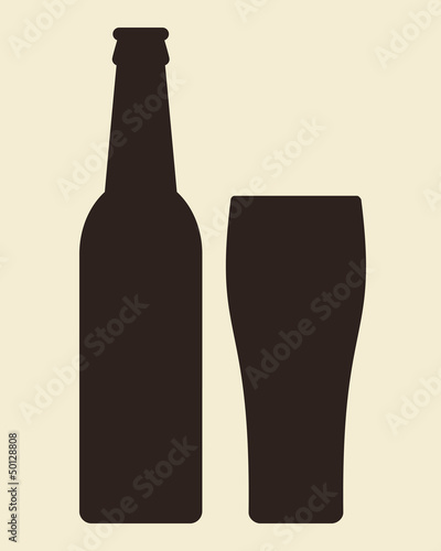 Bottle and glass of beer - vector illustration