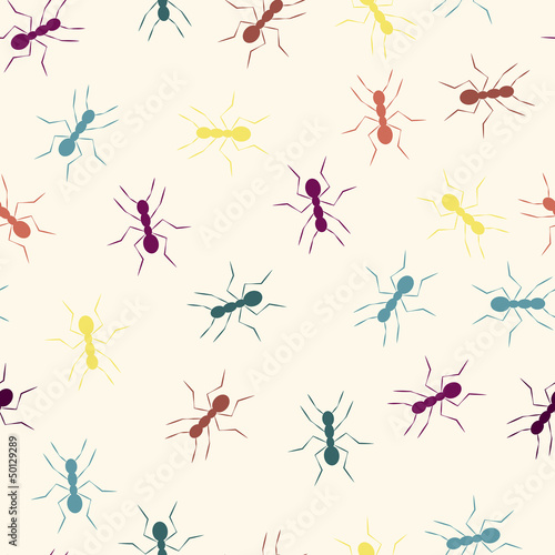 Colourful ants seamless pattern