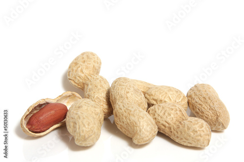 Peanuts on a white background photo