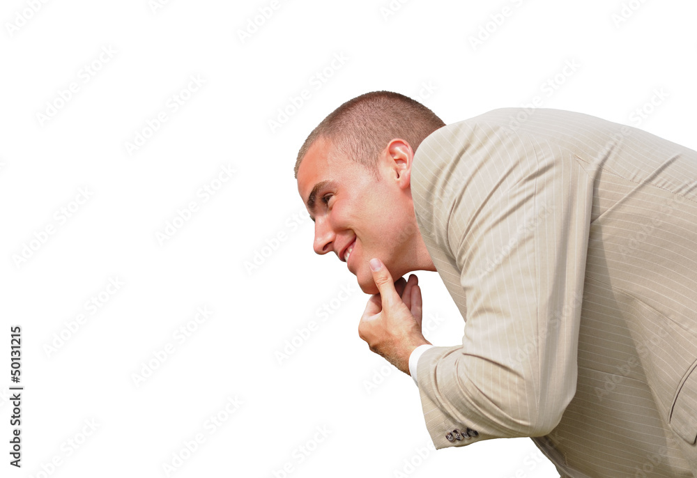 Young man emotionally discussing and smiling Young man emotionally discussing and smiling