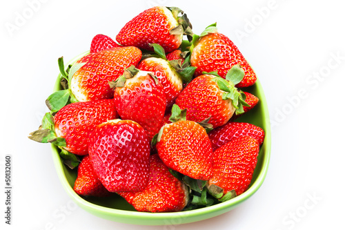 plate of strawberries isolated on white background