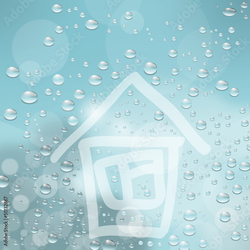 house on the glass with drops