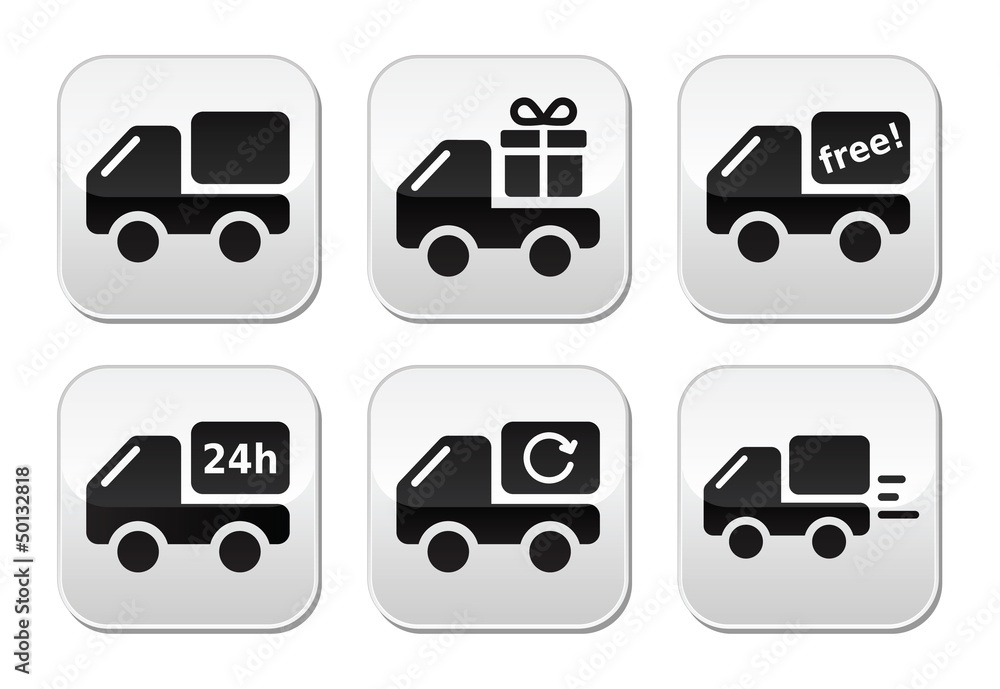 Delivery car, shipping vector buttons set Delivery car, shipping vector buttons set
