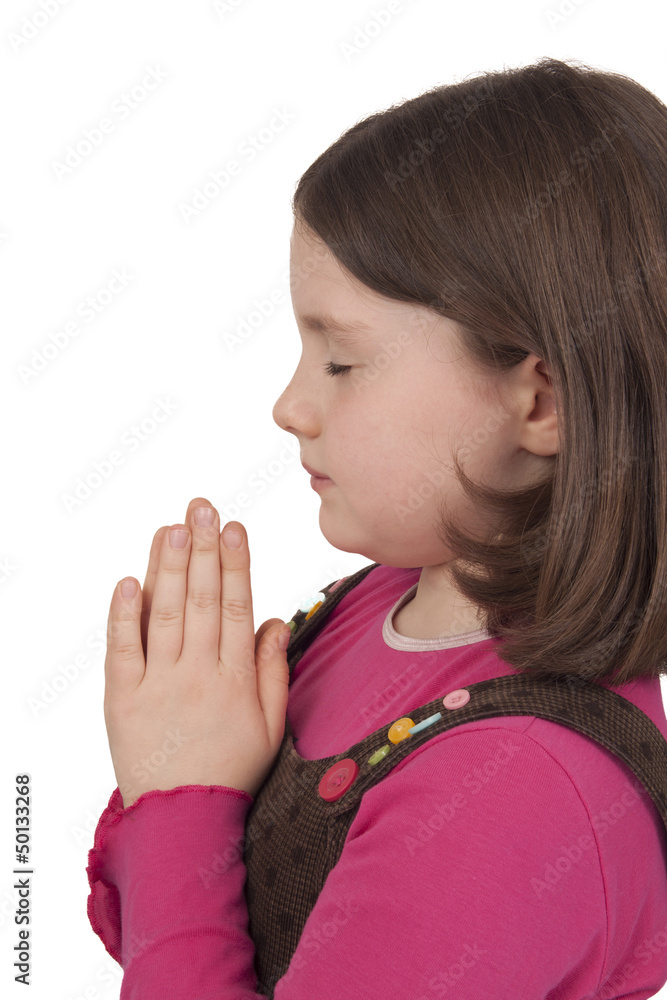 Profile of beautiful girl praying with closed eyes Profile of beautiful girl praying with closed eyes