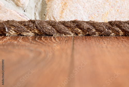 Unusual plinth made from rope, interior decoration detail