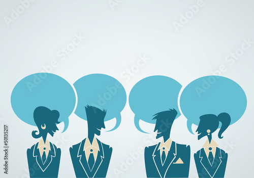 office people with speech bubbles, vector collection of man and