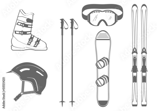 Matériel de ski - gris - montagne