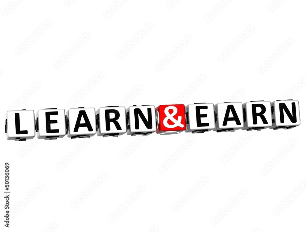 3D Learn And Earn Button Click Here Block Text 3D Learn And Earn Button Click Here Block Text