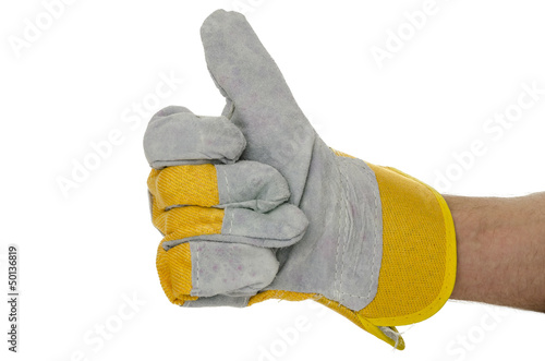 Construction worker showing thumbs up sign