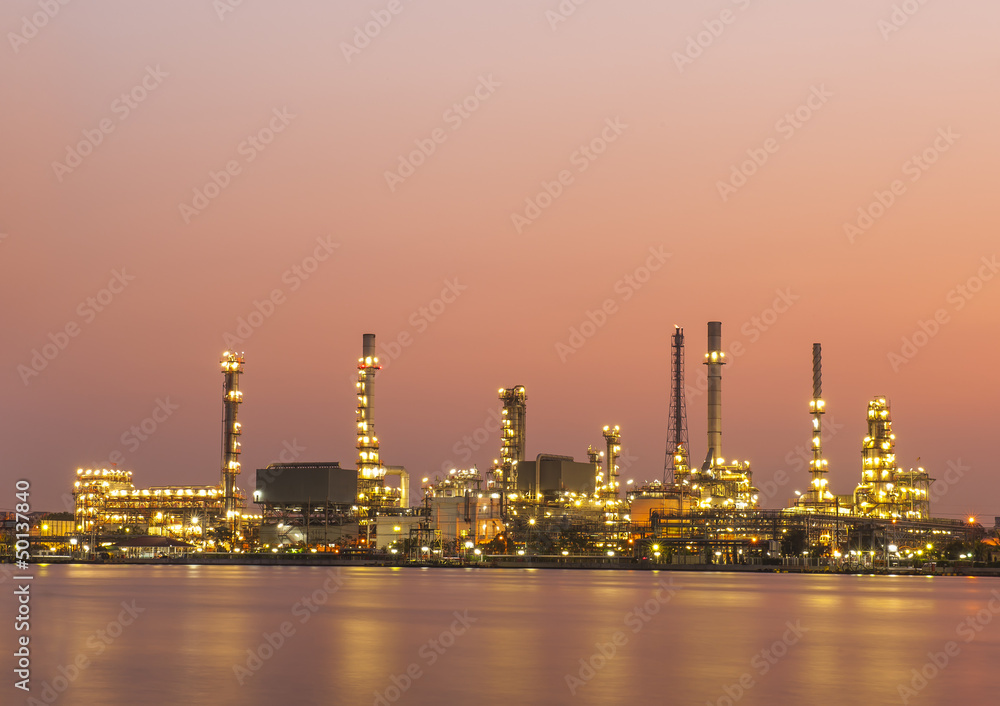 Oil  refinery before sunrise