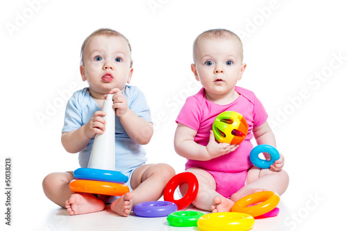 kids boy and girl playing t...