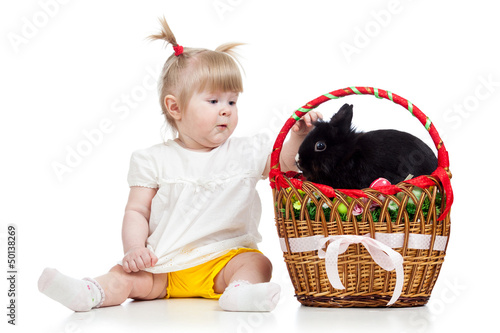 funny baby girl with Easter...