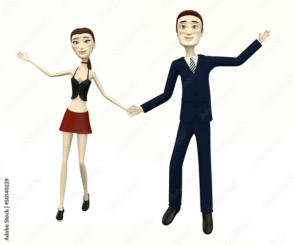 3d render of happy cartoon characters dancing 3d render of happy cartoon characters dancing