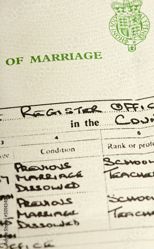 Marriage certificate after previous divorces