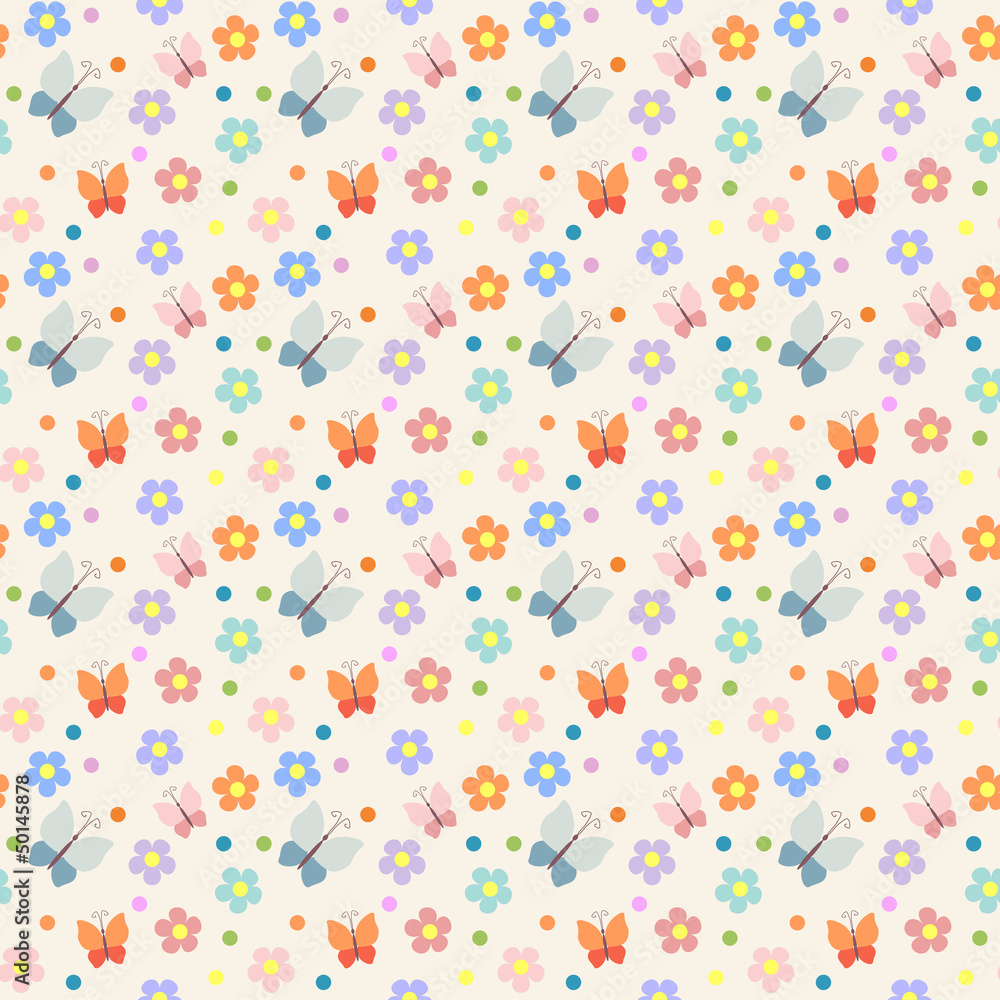 Seamless pattern with flowers and butterflies Seamless pattern with flowers and butterflies