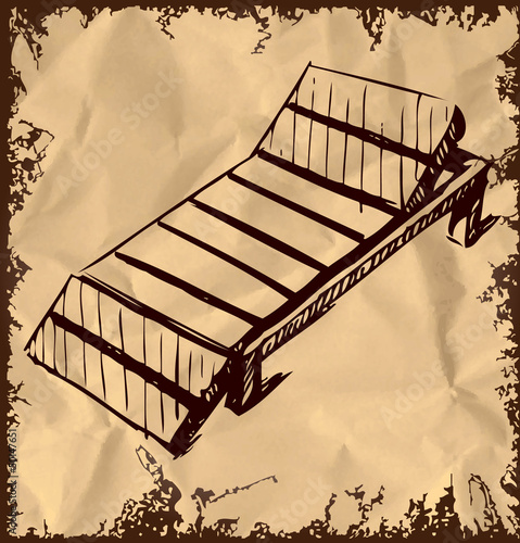 Wooden lounge for rest on vintage background