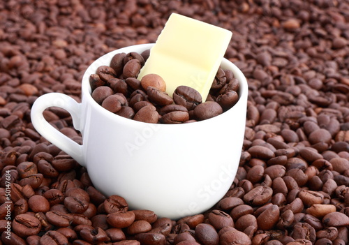 Coffee and chocolaet in cup photo