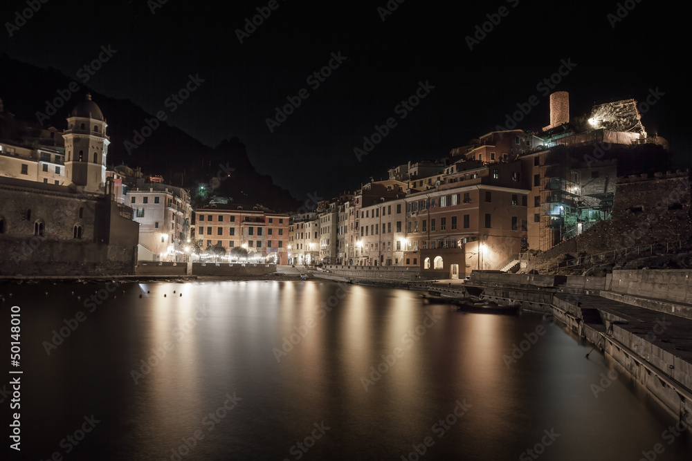 Vernazza , night photo on village. Cinque terre, Liguria Italy
