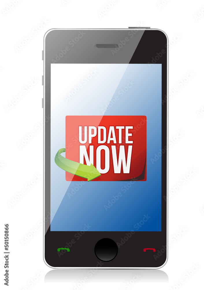 Update now label on a smartphone screen Update now label on a smartphone screen