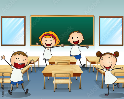 Kids rehearsing inside the classroom