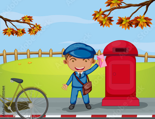 A mailboy beside a mail box