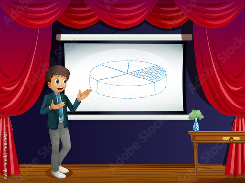 A boy teaching at the stage