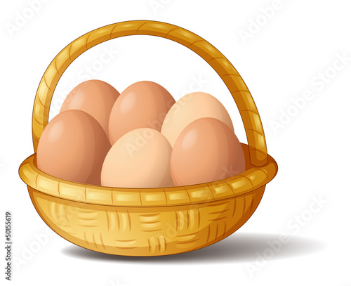 A basket with six eggs
