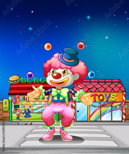 A clown crossing the pedestrian lane
