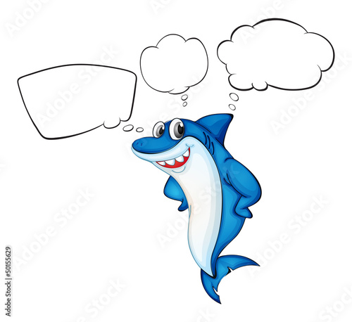 A blue shark with empty callouts