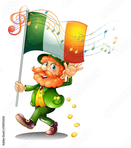 An old man holding the flag of Ireland