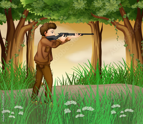 A hunter inside the jungle