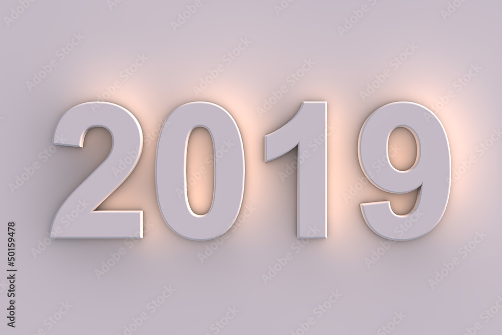 2019 New Year in illuminated 3d numbers 2019 New Year in illuminated 3d numbers