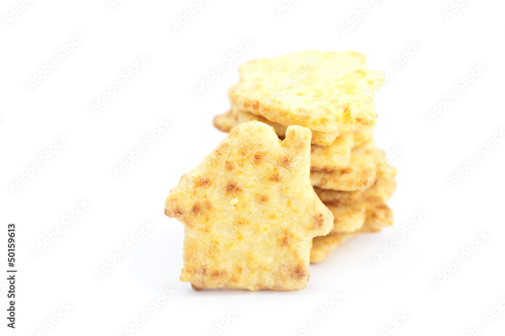 Cookies in the form of a house isolated on white Cookies in the form of a house isolated on white