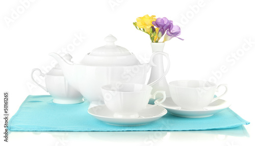 Beautiful tea service, isolated on white