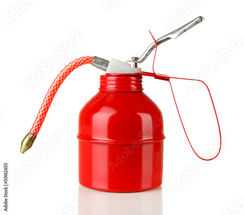 Картината върху платно Red oil can, isolated on white