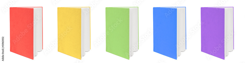 Five colorful books. Isolated on white background. Five colorful books. Isolated on white background.