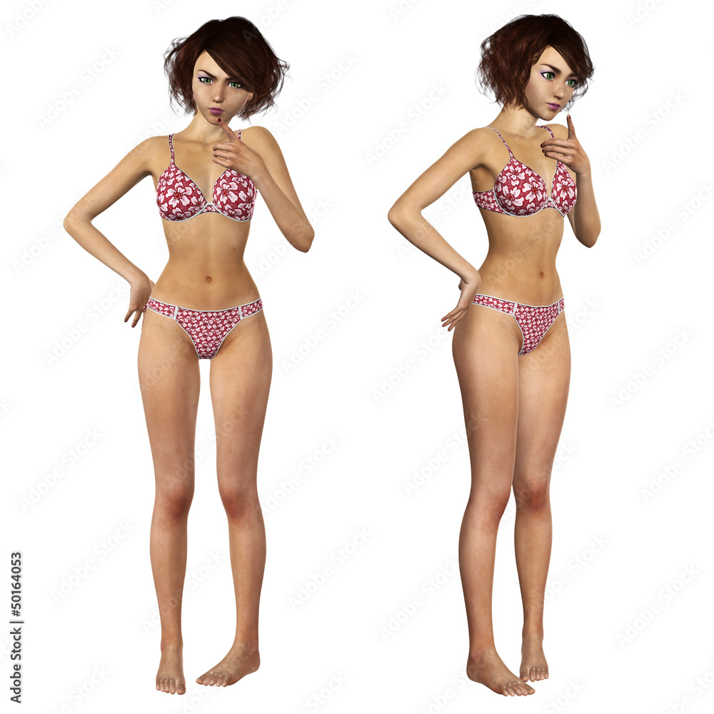 3d woman in red bikini Stock Illustration