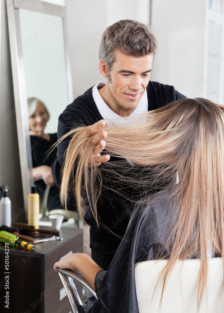 Hairdresser Attending Customer In Hair Salon Hairdresser Attending Customer In Hair Salon