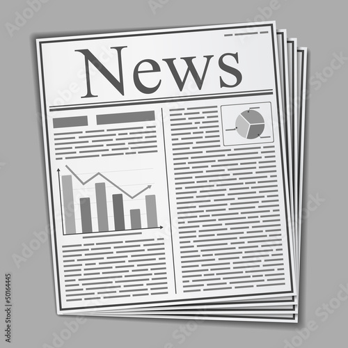 Newspaper with text and graphs on the front page